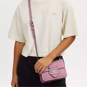 Coach Lilac Leather Buckle-Front Crossbody
